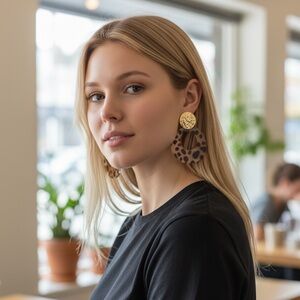 Leopard Print Gold-Tone Earrings